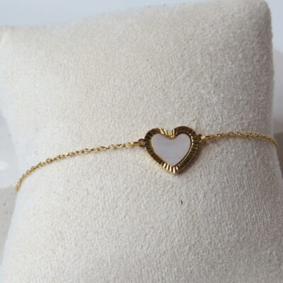 Bracelet nacre et fermoir acier inoxydable