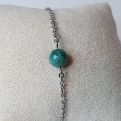 Bracelet pierre de jaspe et acier inoxydable