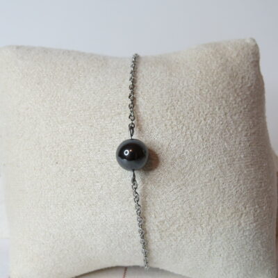 Bracelet pierre d’onyx et acier inoxydable