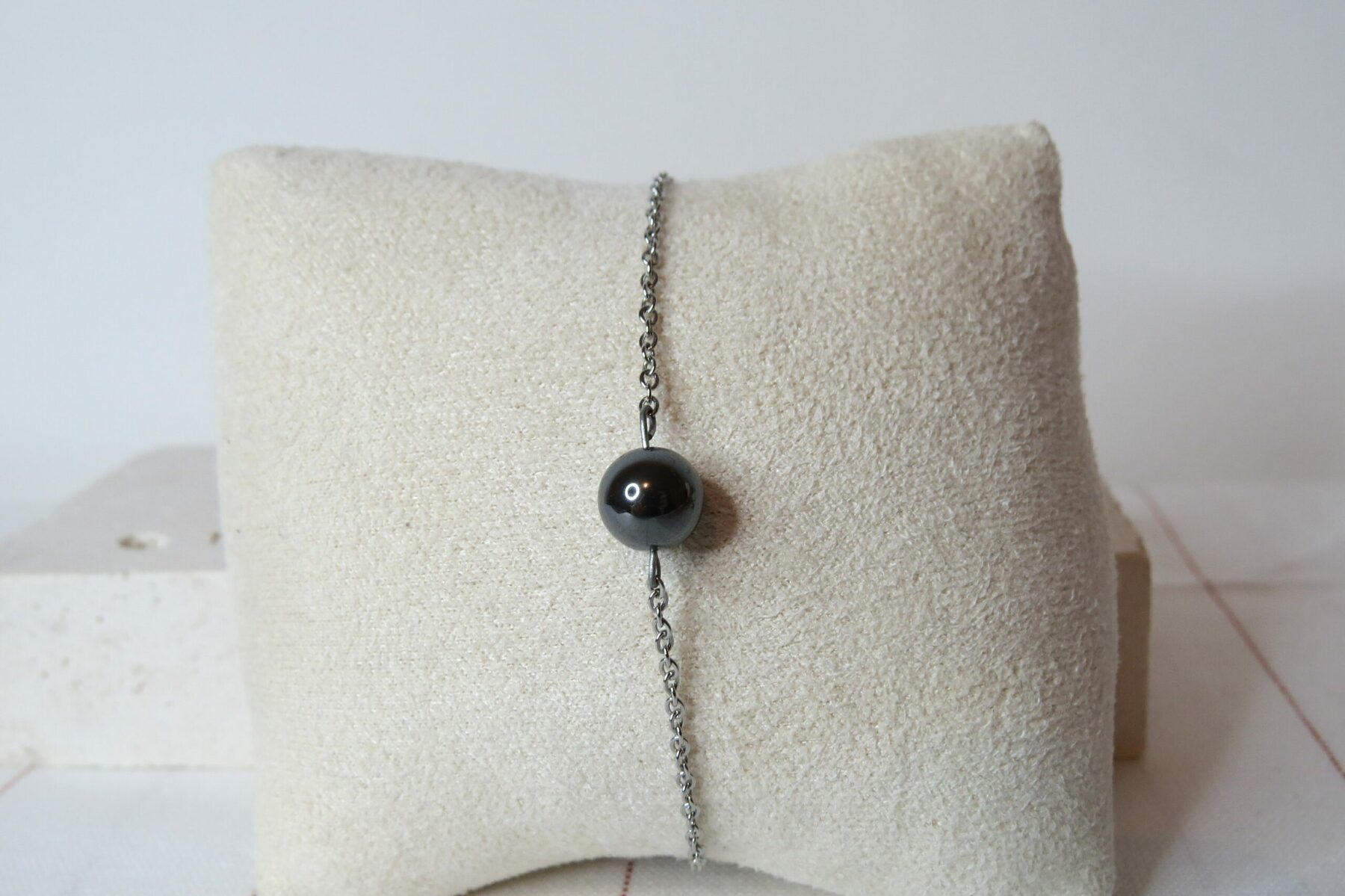 Bracelet pierre d’onyx et acier inoxydable
