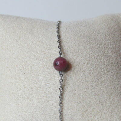 Bracelet pierre de rhodonite et acier inoxydable