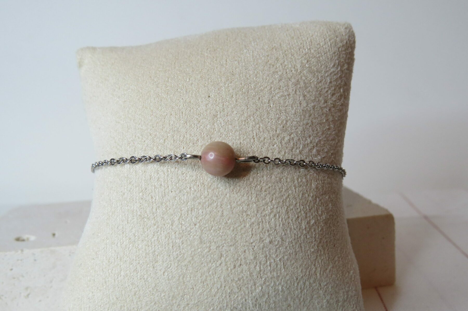 Bracelet pierre de rhodochrosite et acier inoxydable – Image 3