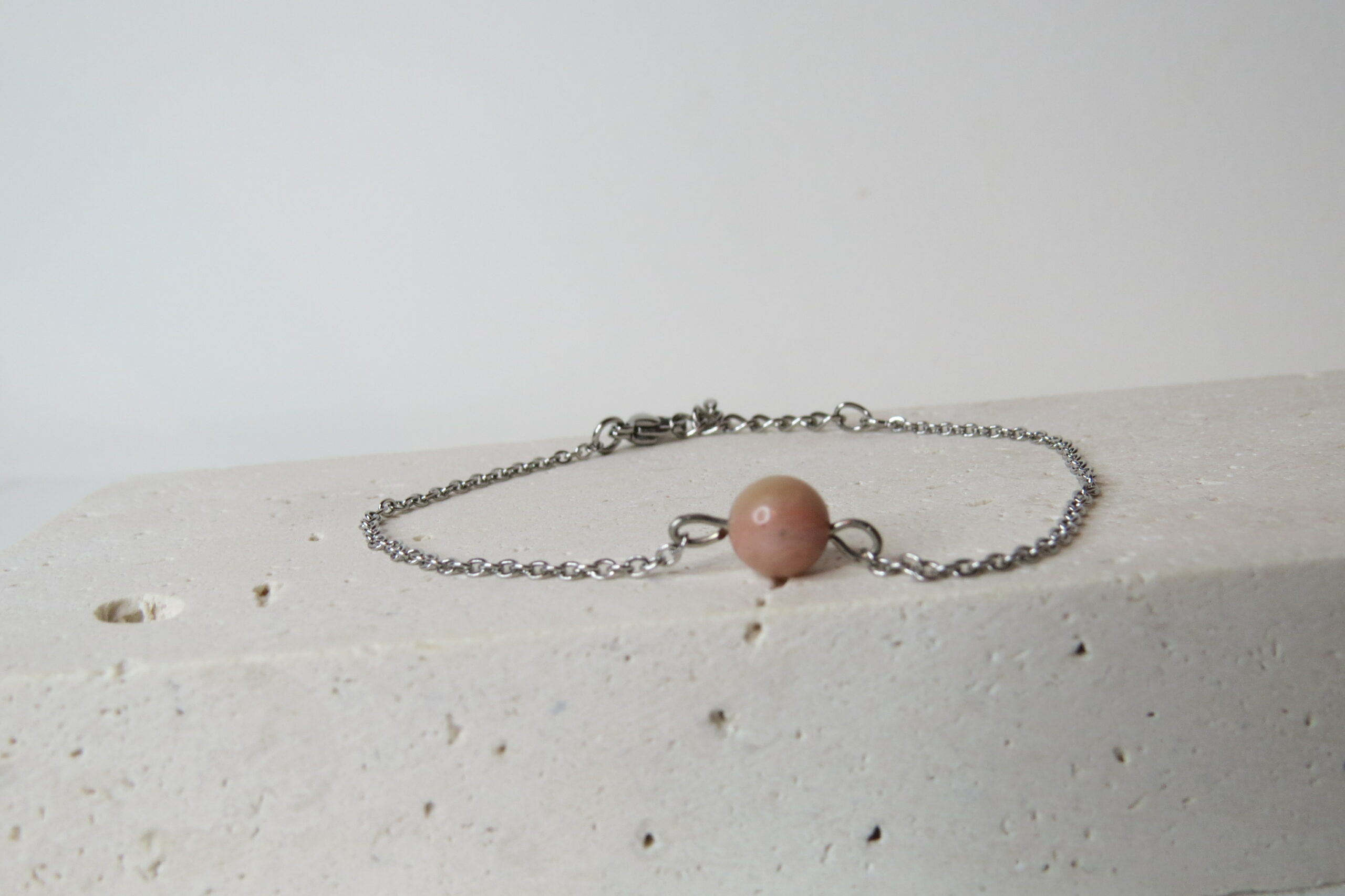 Bracelet pierre de rhodochrosite et acier inoxydable – Image 2