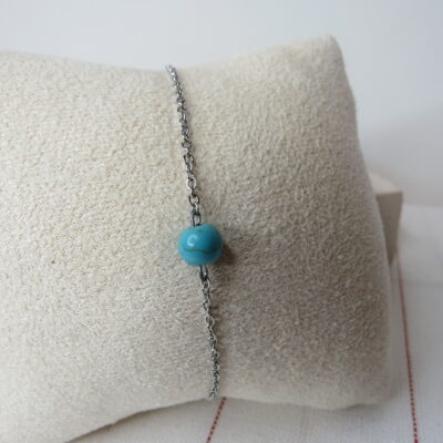 Bracelet pierre d’howlite et acier inoxydable