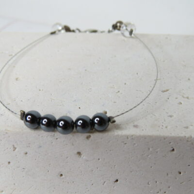 Bracelet onyx sur câble
