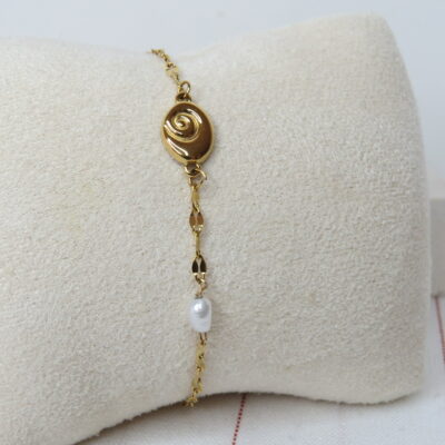 Bracelet en acier inoxydable et sa perle d’eau douce