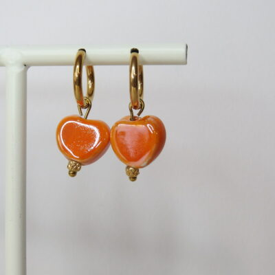 Boucles d’oreilles coeur acier inoxydable et céramique