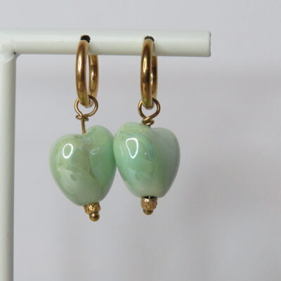 Boucles d’oreilles coeur acier inoxydable et céramique