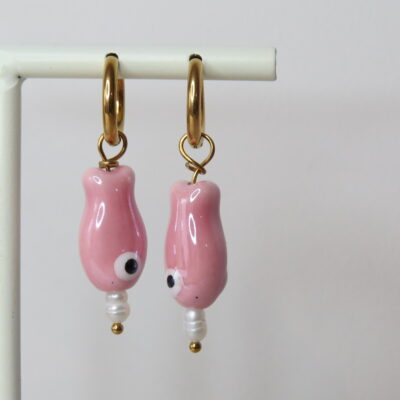 Boucles d’oreilles poisson acier inoxydable et céramique