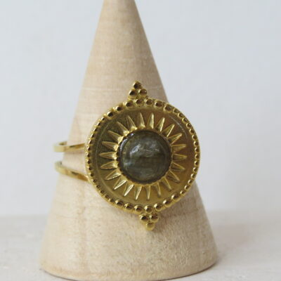 Bague Elpis _ Labradorite et acier inoxydable