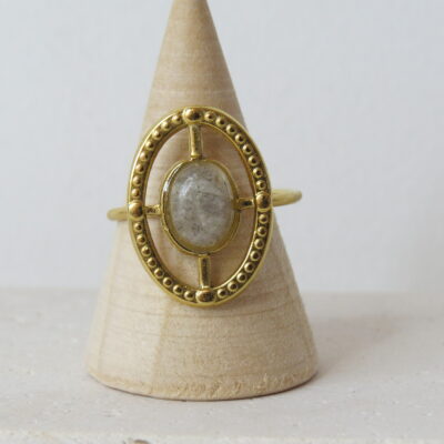 Bague Elpis _ Labradorite et acier inoxydable