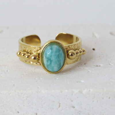 Bague Théodora _ Amazonite et acier inoxydable (Copie)