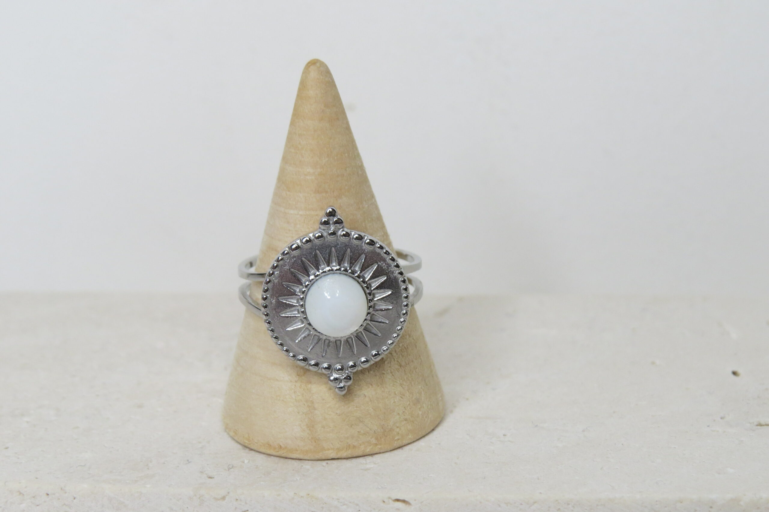 Bague Elpis _ Nacre et acier inoxydable