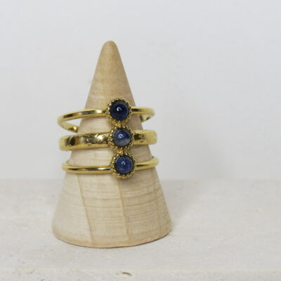Bague _ Sodalite et acier inoxydable