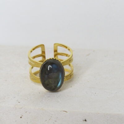 Bague _ Labradorite et acier inoxydable