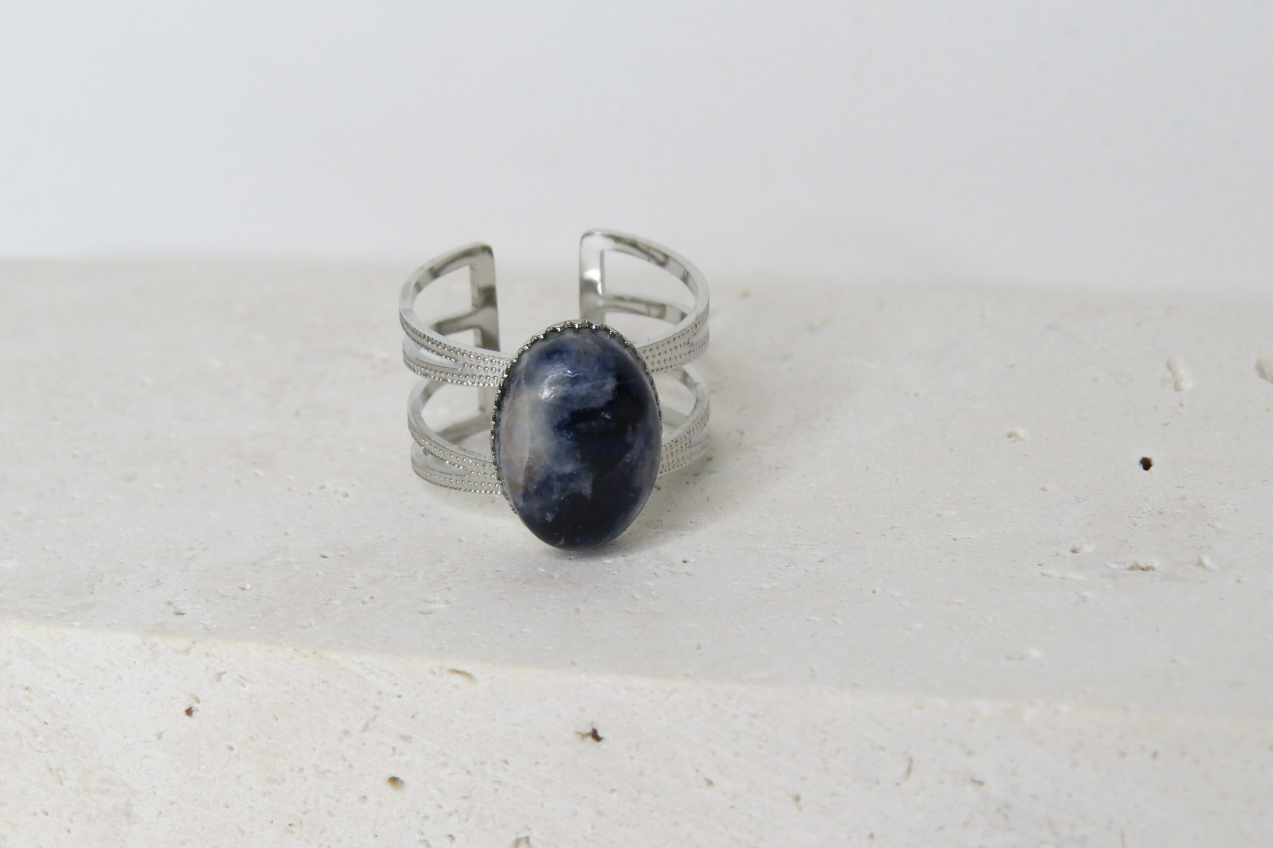 Bague _ Sodalite et acier inoxydable – Image 2