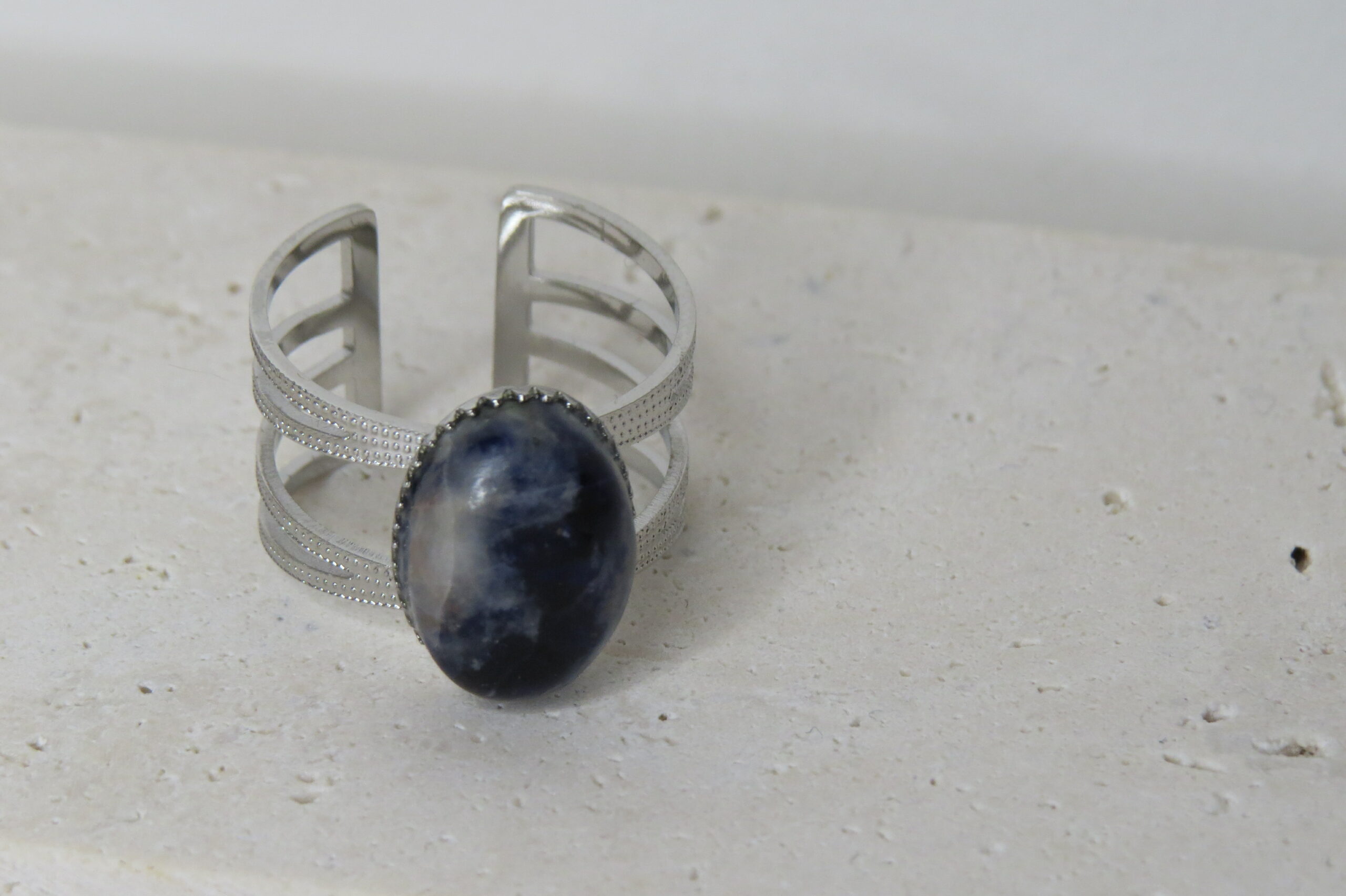 Bague _ Sodalite et acier inoxydable – Image 3