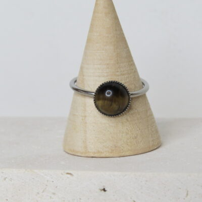 Bague _ Œil de tigre et acier inoxydable