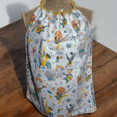 Bavoir adulte élastiqué – Éponge de bambou & coton enduit – H50 x L40 cm – Fait main