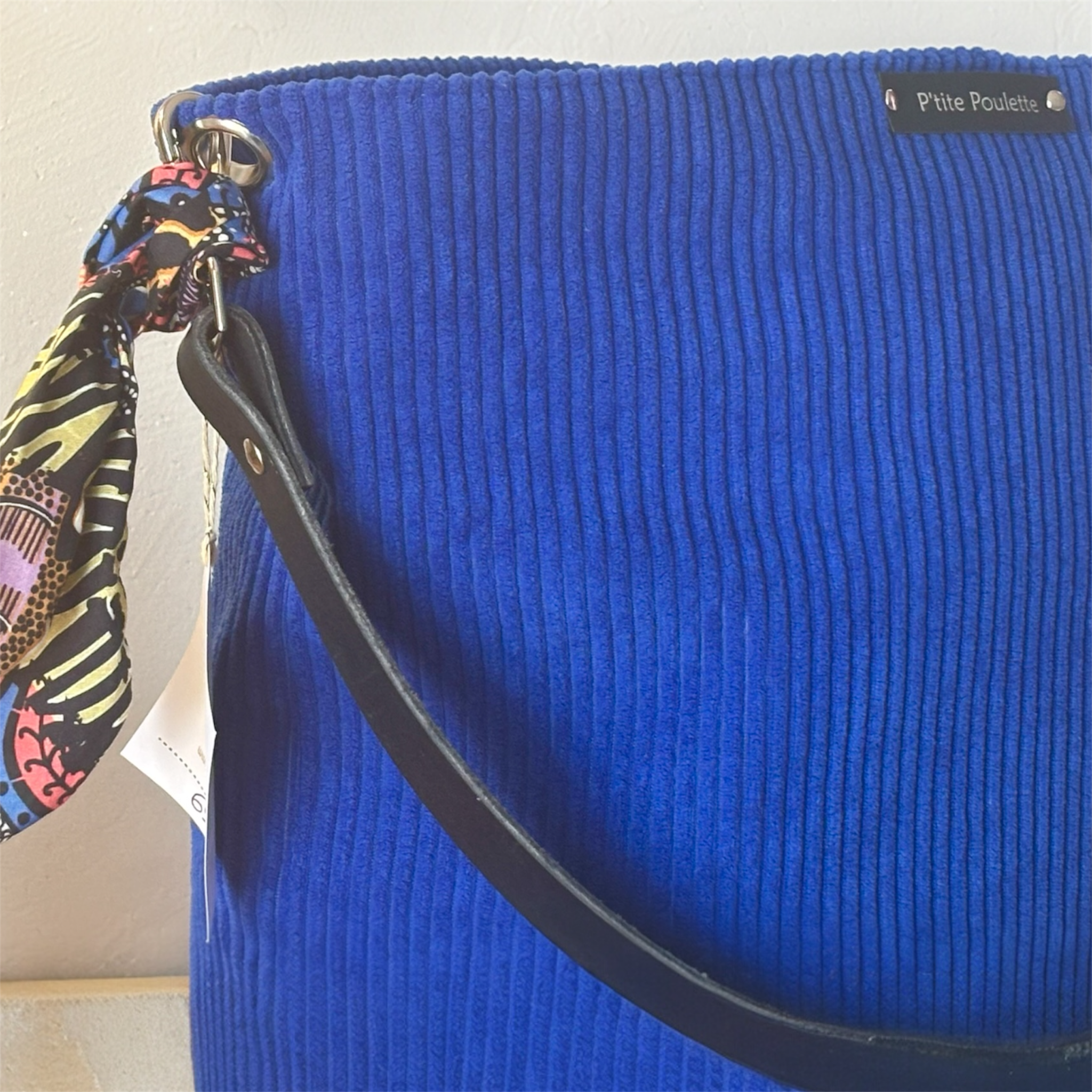 Sac Cabas Femme en Velours Côtelé Bleu roi – Création Artisanale Française – Image 2