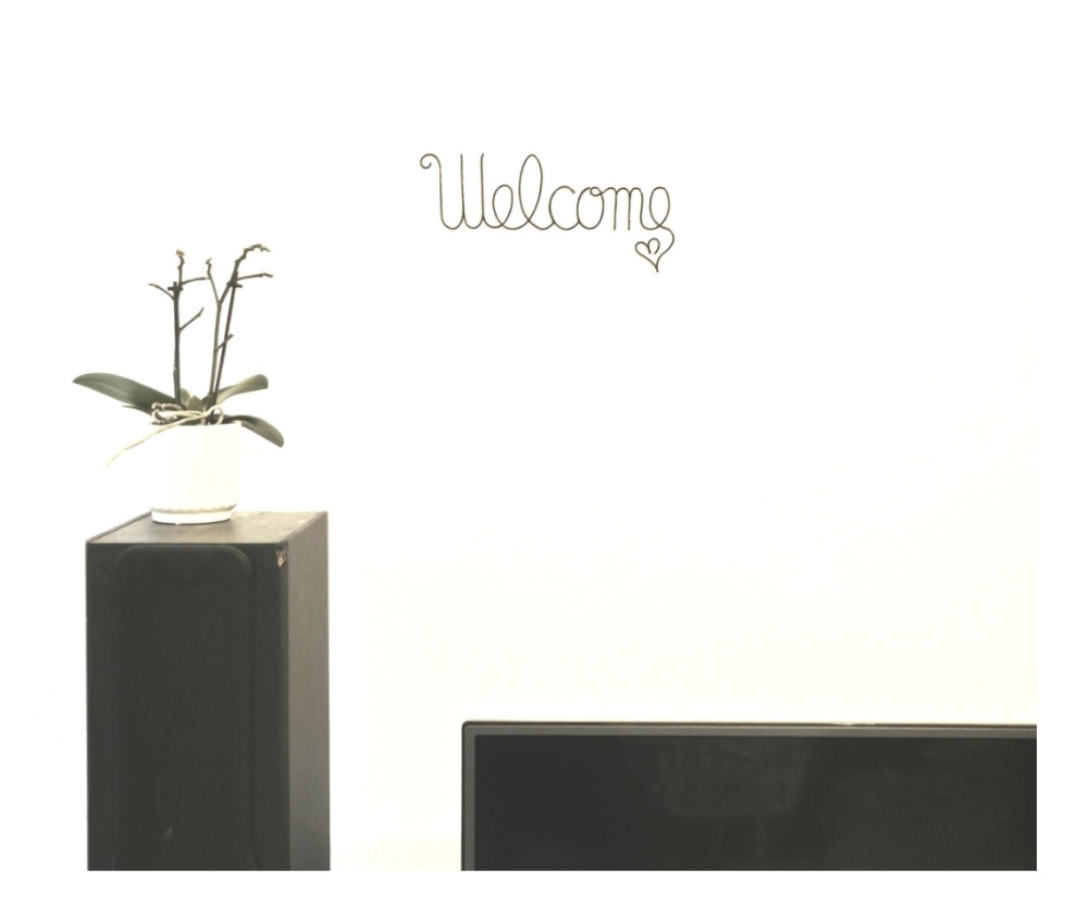Mot Welcome en fil d'aluminium, décoration murale à accrocher – Image 3