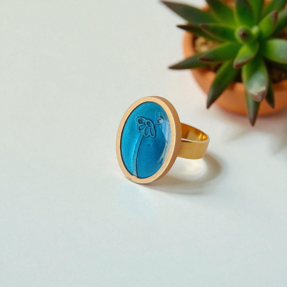 bague fleur bleue