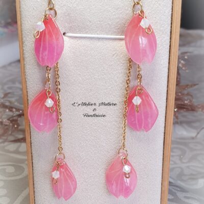 Boucles D'oreilles Artisanales " Pétales de Fleurs "-Made In France