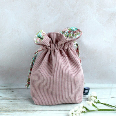 bourse pochon velours rose style liberty