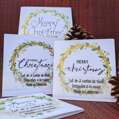 Lot de 2 cartes de Noël doublées