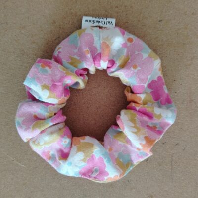 Chouchou rose bleu pastel upcycling vue générale