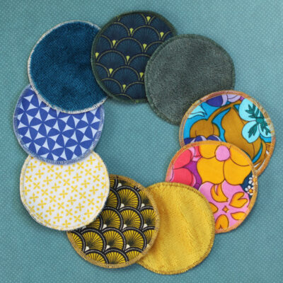 Lot de 6 lingettes lavables rondes