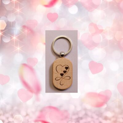 porte clé 3 coeurs bois fait-main