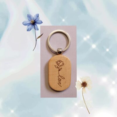 porte clé fleur love bos fait-main