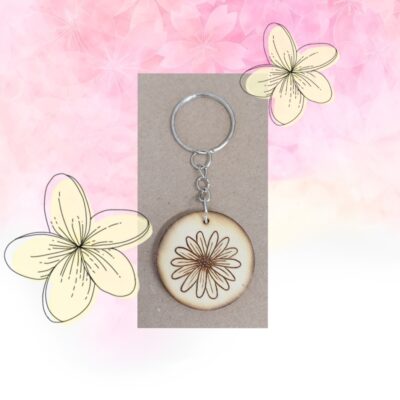 porte clé marguerite bois fait main