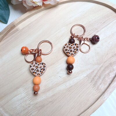 porte clé coeur leopard