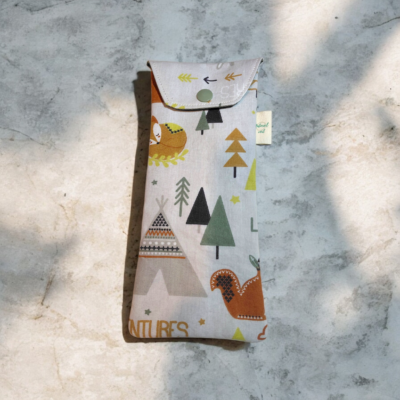 Pochette multifonction motif nature – étui brosse à dents, range couverts, lunettes ou stylos – fait main