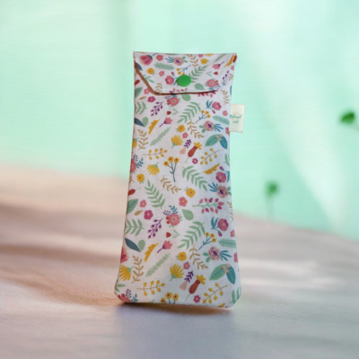 Pochette multifonction motif floral – étui brosse à dents, range couverts, lunettes ou stylos – fait main