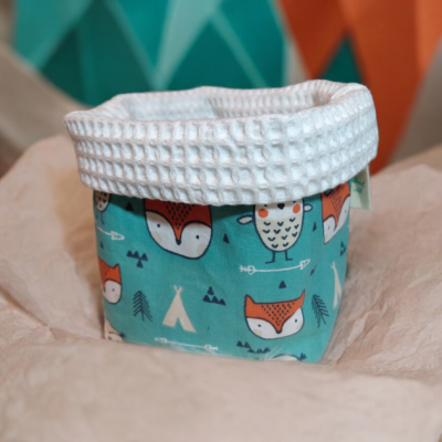Panier réversible bébé & lingettes lavables – Coton et éponge nid d’abeille Oeko-Tex – Cadeau naissance