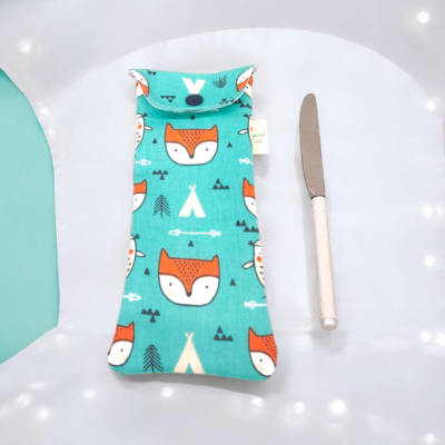 Pochette multifonction motif renard – étui brosse à dents, range couverts, lunettes ou stylos – fait main