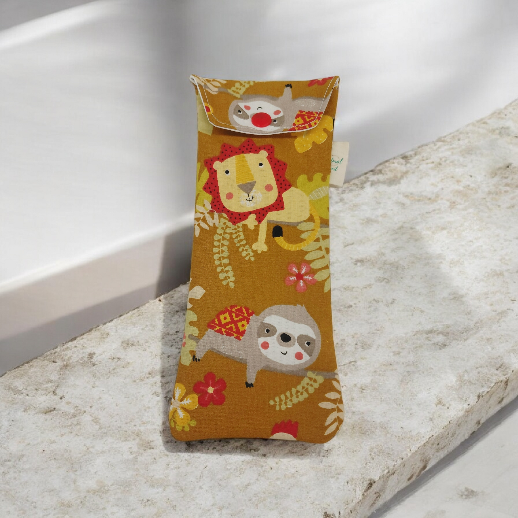 Pochette multifonction motif savane – étui brosse à dents, range couverts, lunettes ou stylos – fait main
