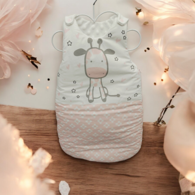 Gigoteuse bébé 0–6 – girafe – Intérieur minky – Fabrication française