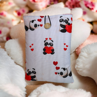 Pochette à livres, liseuse & tablette imperméable – Motif pandas amoureux – Idée cadeau Saint-Valentin
