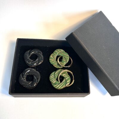 Coffret duo « Forêt nocturne », boucles d’oreilles en pâte polymère