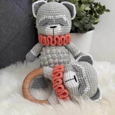 Raton Laveur Doudou + Hochet