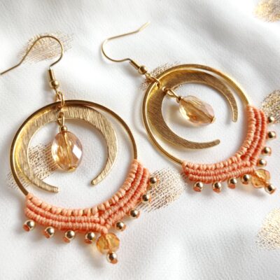 Boucles d'oreilles créoles, acier inoxydable doré, pêche