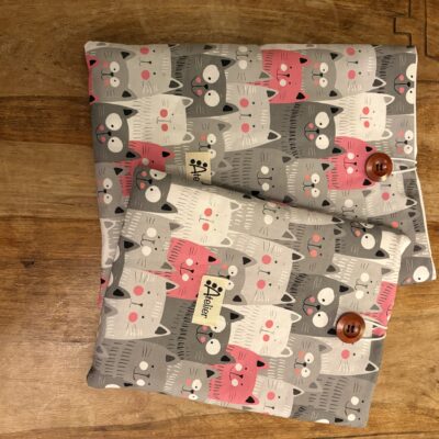 Pochette livre ou Tablette en coton motif Chats Gris Taille L ou M