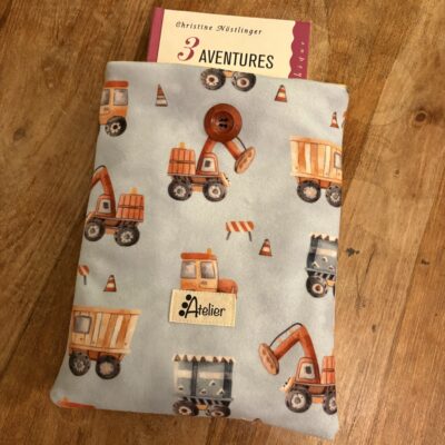 Pochette à livres molletonnée enfant tracteur taille M 17 cm * 22 cm