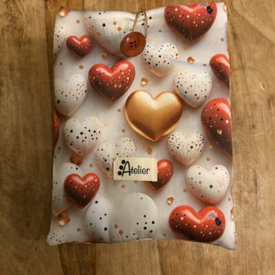 Pochette à livres molletonnée coeurs en Or taille 17 cm * 22 cm