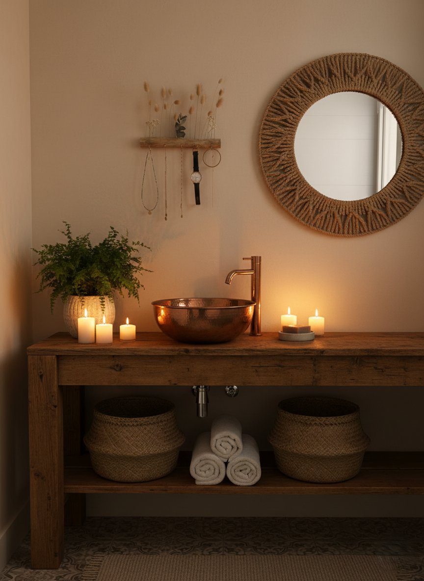 Porte-bijoux mural en bois et fleurs séchées – porte-clés décoratif fait main – Image 7