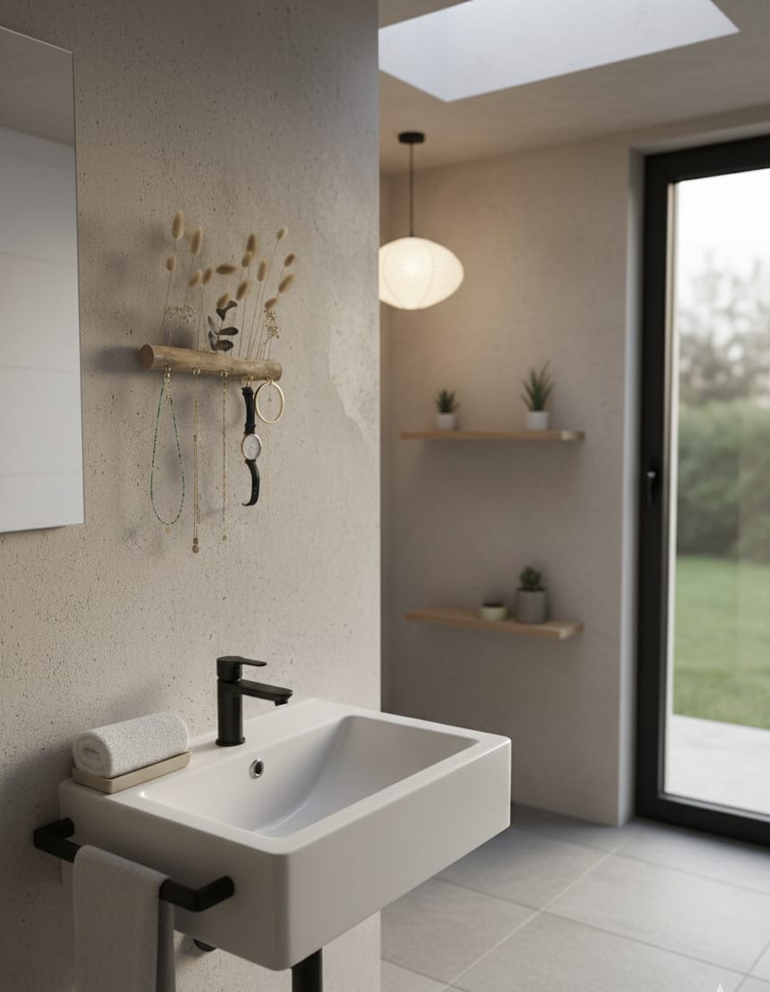 Porte-bijoux mural en bois et fleurs séchées – porte-clés décoratif fait main – Image 9